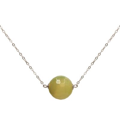 Gemshine Necklace 3-D Ball Green Jade Gemstone Pendant