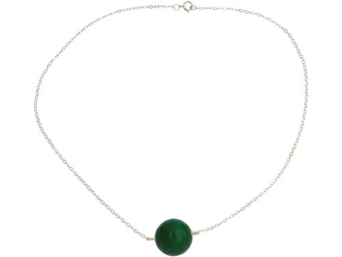 Gemshine Halskette 3-D Kugel grüner Onyx Edelstein Anhänger
