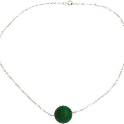 Collar Gemshine Bola 3-D Colgante de piedras preciosas de ónix verde