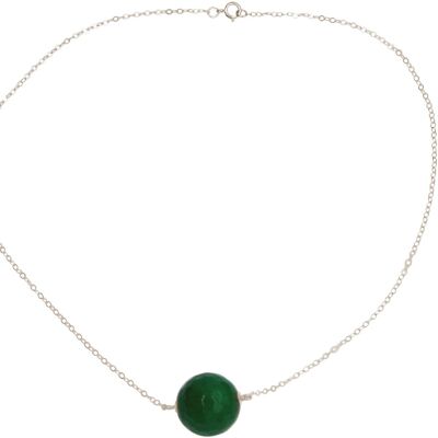 Gemshine Necklace 3-D Ball Green Onyx Gemstone Pendant