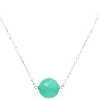 Gemshine necklace 3-D ball of sea green chalcedony gemstone