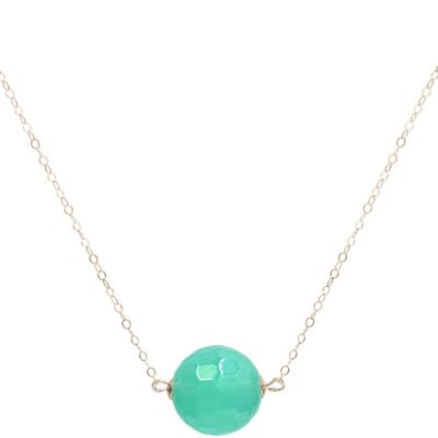 Collier Gemshine Boule 3D de pierre précieuse de calcédoine vert de mer