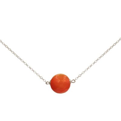 Gemshine necklace 3-D ball orange - red carnelian