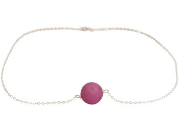 Collier Gemshine boule 3-D de pierre gemme de calcédoine rose 2