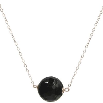 Gemshine Necklace 3-D Ball Black Onyx Gemstone