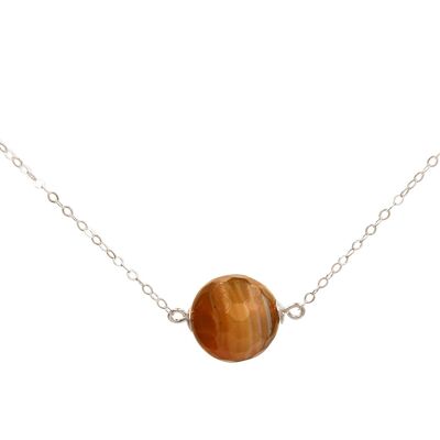 Gemshine Necklace 3-D Ball Smoky Smoked Agate Gemstone