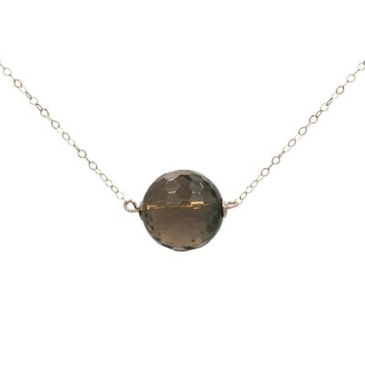 Gemshine Necklace 3-D Ball Smoky Smoky Quartz Gemstone