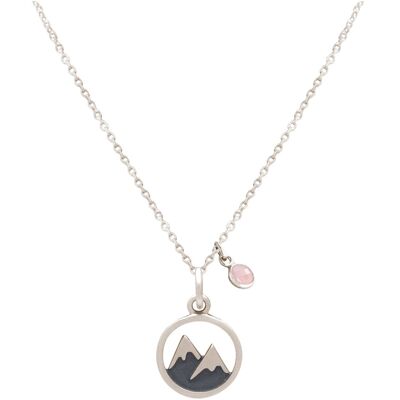 Gemshine necklace alpine snowy mountain peaks with rose