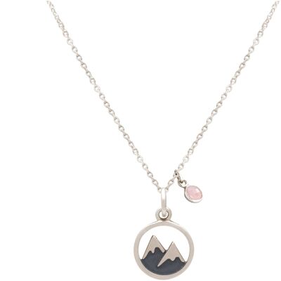 Gemshine necklace alpine snowy mountain peaks with rose