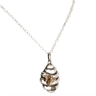 Collier Gemshine pendentif abeille BEE avec nid d'abeille - rucher