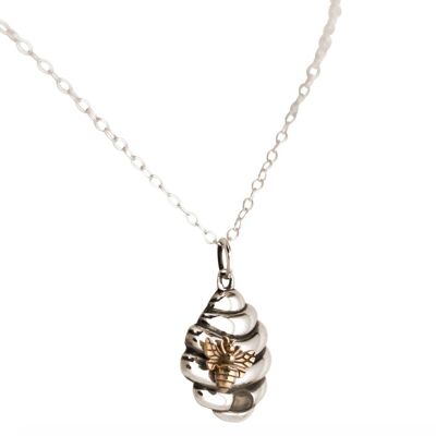 Gemshine necklace pendant bee BEE with honeycomb - apiary