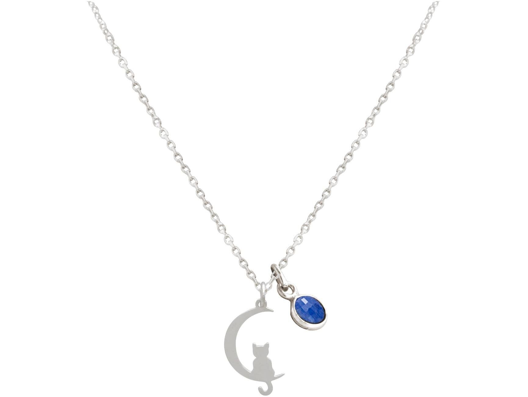 Collana Gemshine su gatto seduto sulla luna, gattino
