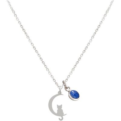 Collana Gemshine su gatto seduto sulla luna, gattino