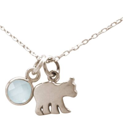 Gemshine necklace baby bear CHALCEDON pendant 925 silver