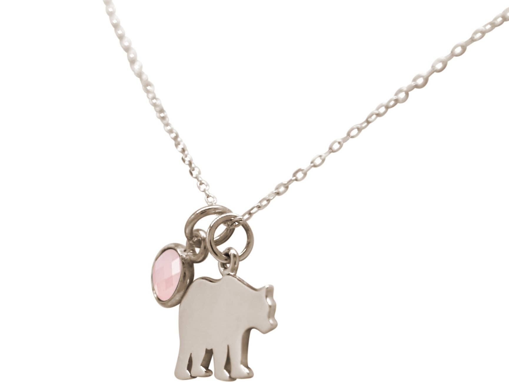 Gemshine Halskette Bär, Bärmama oder Bärpapa ROSENQUARZ