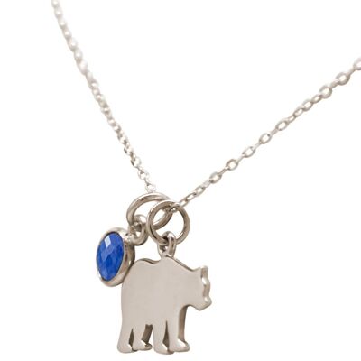 Gemshine necklace bear, bear mom or bear dad SAPPHIRE pendant