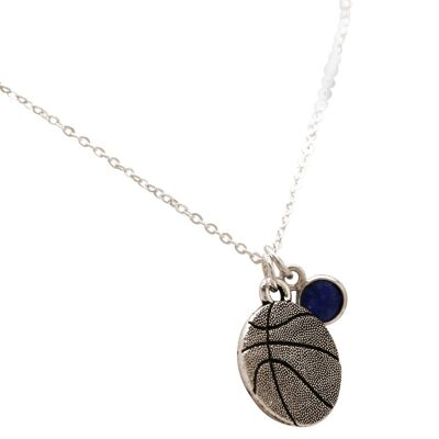 Gemshine Necklace Basketball Pendant with SAPPHIRE: Point