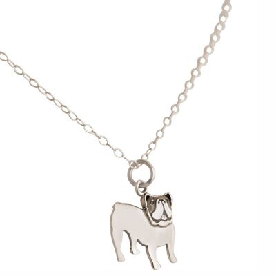 Gemshine Necklace Bulldog Dog Pendant 925 Silver