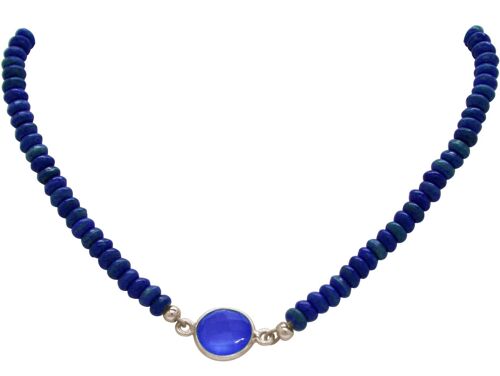 Gemshine Halskette Choker mit blauem Saphir und Lapislazuli