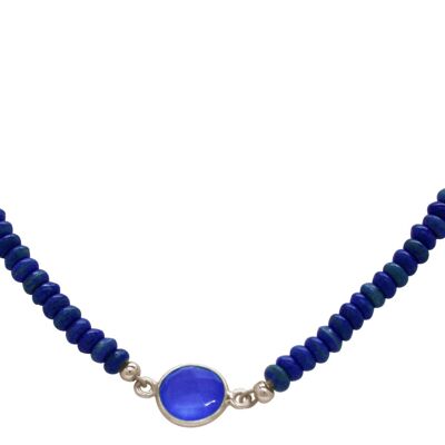 Gemshine necklace choker with blue sapphire and lapis lazuli