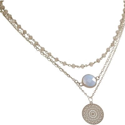 Gemshine necklace choker with faceted moonstones and