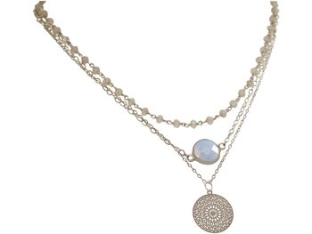 Collier tour de cou Gemshine avec pierres de lune facettées et 1