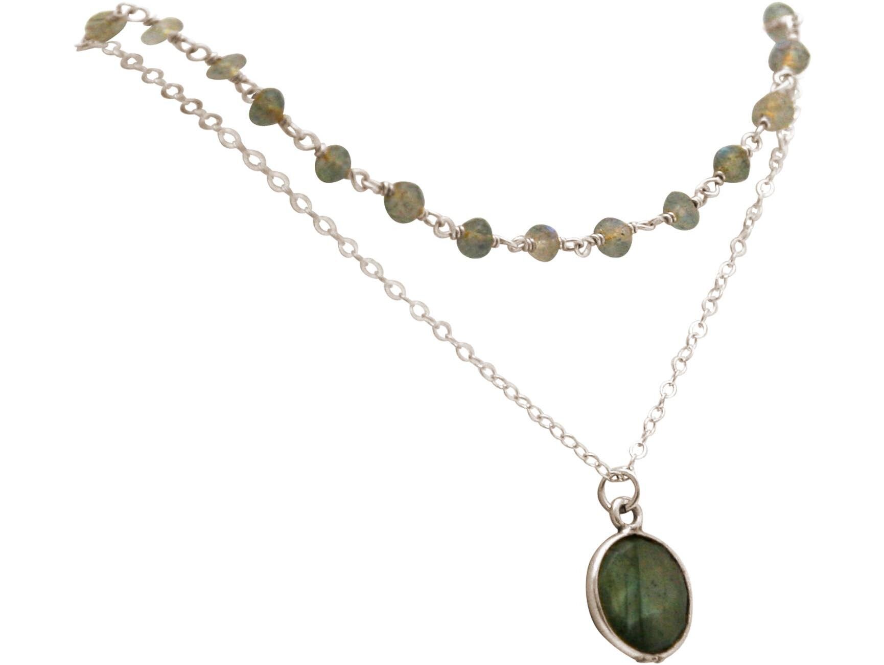 Collana girocollo Gemshine con labradorite luccicante grigia