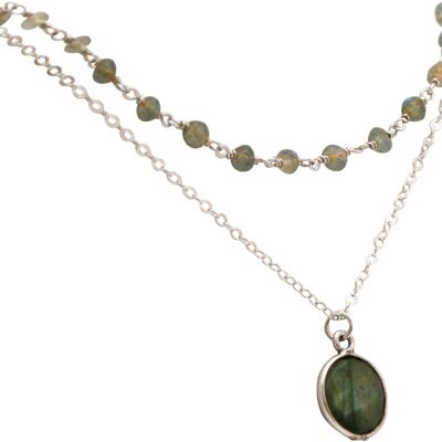 Gemshine necklace choker with gray shimmering labradorite