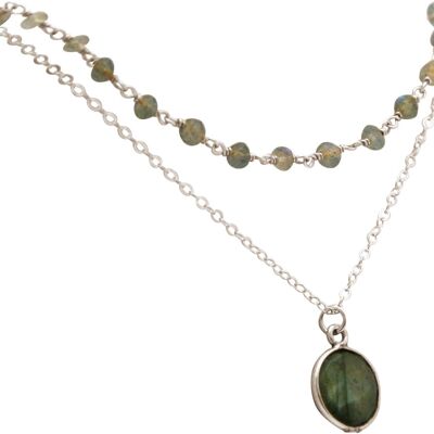 Collana girocollo Gemshine con labradorite luccicante grigia