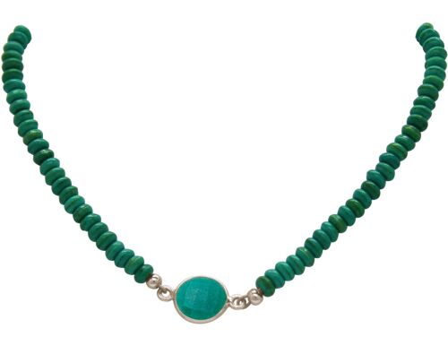 Gemshine Halskette Choker mit grünen Smaragd und Türkis