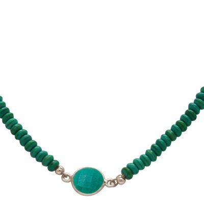 Gemshine Necklace Choker with Green Emerald and Turquoise