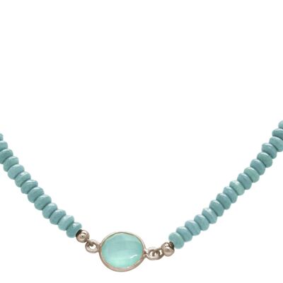 Gemshine Necklace Choker with Sea Green Chalcedony