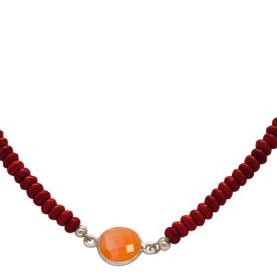 Gemshine Necklace Choker with Orange Brown Carnelian Precious