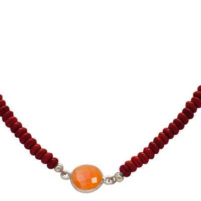 Gemshine Halskette Choker mit orange braunen Karneol Edelste