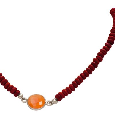 Gemshine Necklace Choker with Orange Brown Carnelian Precious