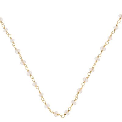 Gemshine necklace choker with rose quartz gemstones in 925