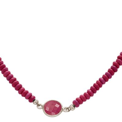 Gemshine necklace choker with red ruby and carnelian