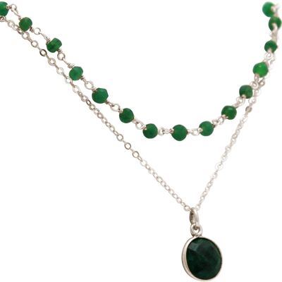 Gemshine Halskette Choker mit tiefgrunen Smaragden und Anhän