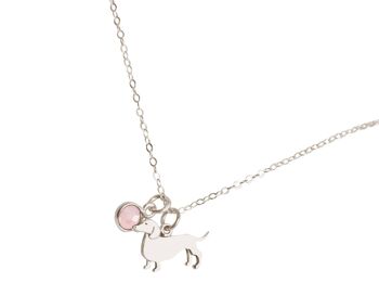 Collier Gemshine Pendentif Chien Teckel Quartz Rose 1