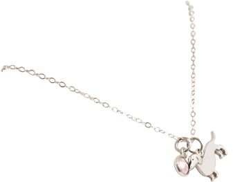 Collier Gemshine Pendentif Chien Teckel Quartz Rose 2