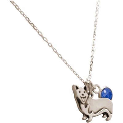 Gemshine Necklace Dachshund, Welsh Corgi Dog with Sapphire