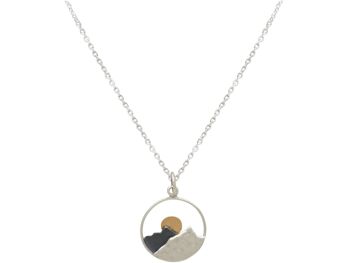 Collier Gemshine montagnes en argent 925 avec soleil doré 1