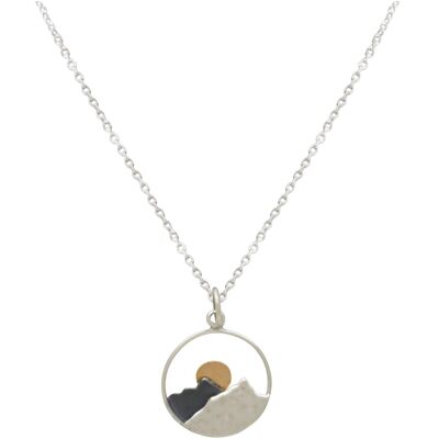 Gemshine necklace mountains in 925 silver with golden sun