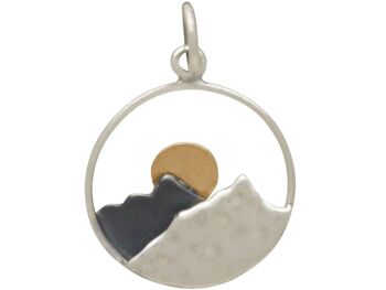 Collier Gemshine montagnes en argent 925 avec soleil doré 2