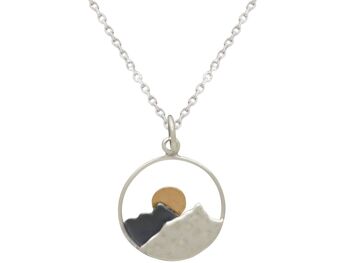 Collier Gemshine montagnes en argent 925 avec soleil doré 4