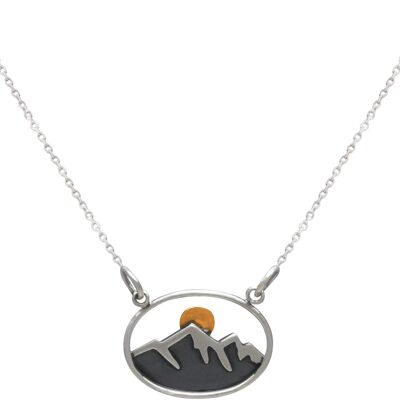 Gemshine - Mountains necklace in 925 silver with golden sun
