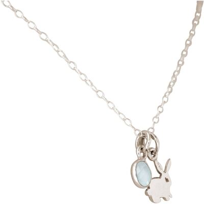 Collier Gemshine Lapin, Lapin de Pâques, Lapin avec Calcédoine