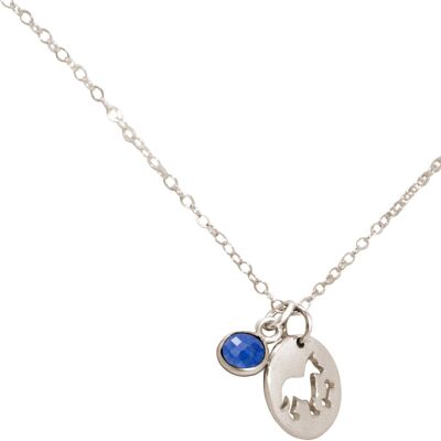Gemshine necklace dog + bone pendant, blue sapphire