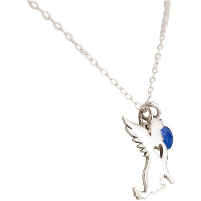 Gemshine necklace dog with wing pendant SAPPHIRE spreader