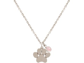 Collier Gemshine Chien Chat Patte Patte QUARTZ ROSE 2